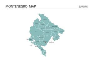 Montenegro map vector on white background. Map have all province and mark the capital city of Montenegro.