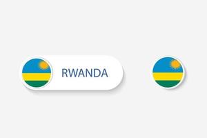 Rwanda button flag in illustration of oval shaped with word of Rwanda. And button flag Rwanda. vector