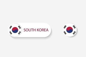 South Korea button flag in illustration of oval shaped with word of South Korea. And button flag South Korea. vector