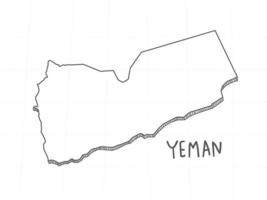 Hand Drawn of Yemen 3D Map on White Background. vector