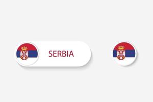 Serbia button flag in illustration of oval shaped with word of Serbia. And button flag Serbia. vector