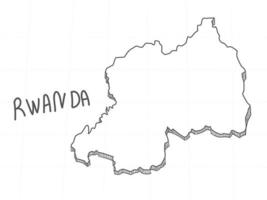 Hand Drawn of Rwanda 3D Map on White Background. vector