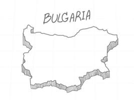 Hand Drawn of Bulgaria 3D Map on White Background. vector