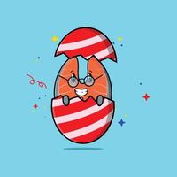 Cute cartoon fresh salmon out from easter egg vector