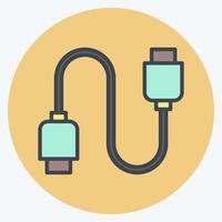 Icon Cable. suitable for Computer Components symbol. color mate style. simple design editable. design template vector. simple illustration vector