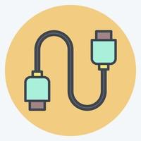 cables de icono adecuado para el símbolo de los componentes de la computadora. estilo compañero de color. diseño simple editable. vector de plantilla de diseño. ilustración sencilla