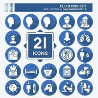 Icon Set Flu. suitable for education symbol. long shadow style. simple design editable. design template vector. simple illustration vector