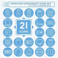 Icon Set Computer Components. suitable for education symbol. blue eyes style. simple design editable. design template vector. simple illustration vector