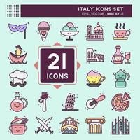 Icon Set Italy. suitable for education symbol. MBE style. simple design editable. design template vector. simple illustration vector