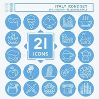 Icon Set Italy. suitable for education symbol. blue eyes style. simple design editable. design template vector. simple illustration vector