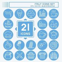 Icon Set Italy. suitable for education symbol. blue eyes style. simple design editable. design template vector. simple illustration vector