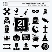 Icon Set Halloween. suitable for Halloween symbol. glyph style. simple design editable. design template vector. simple illustration vector