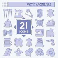 Icon Set Sewing. suitable for education symbol. two tone style. simple design editable. design template vector. simple illustration vector