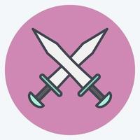 Icon Swords. suitable for education symbol. color mate style. simple design editable. design template vector. simple illustration vector