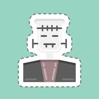 Sticker line cut Frankenstein. suitable for Halloween symbol. simple design editable. design template vector. simple illustration vector