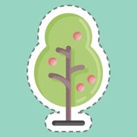 árbol de corte de línea de pegatina. adecuado para el símbolo del parque de la ciudad. diseño simple editable. vector de plantilla de diseño. ilustración sencilla