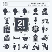 Icon Set Flu. suitable for education symbol. glyph style. simple design editable. design template vector. simple illustration vector