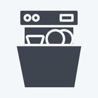 lavaplatos icono. adecuado para el símbolo de electrodomésticos de cocina. estilo de glifo. diseño simple editable. vector de plantilla de diseño. ilustración sencilla