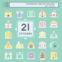 Sticker line cut Set Building. suitable for education symbol. simple design editable. design template vector. simple illustration vector