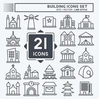 Icon Set Building. suitable for education symbol. line style. simple design editable. design template vector. simple illustration vector