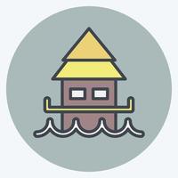 Icon Bungalow. suitable for education symbol. color mate style. simple design editable. design template vector. simple illustration vector