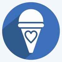 Icon Ice Cream. suitable for education symbol. long shadow style. simple design editable. design template vector. simple illustration vector