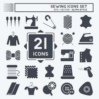 Icon Set Sewing. suitable for education symbol. glyph style. simple design editable. design template vector. simple illustration vector