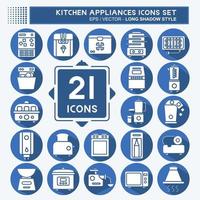 Icon Set Kitchen Appliances. suitable for Kitchen Sets symbol. long shadow style. simple design editable. design template vector. simple illustration vector