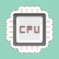 Sticker line cut CPU. suitable for Computer Components symbol. simple design editable. design template vector. simple illustration vector