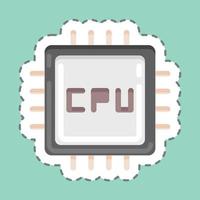 Sticker line cut CPU. suitable for Computer Components symbol. simple design editable. design template vector. simple illustration vector