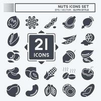 Icon Set Nuts. suitable for Nuts symbol. glyph style. simple design editable. design template vector. simple illustration vector