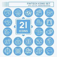 Icon Set Fintech. suitable for education symbol. blue eyes style. simple design editable. design template vector. simple illustration vector