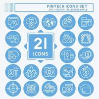 Icon Set Fintech. suitable for education symbol. blue eyes style. simple design editable. design template vector. simple illustration vector