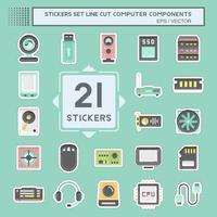 Sticker line cut Set Computer Components. suitable for education symbol. simple design editable. design template vector. simple illustration vector