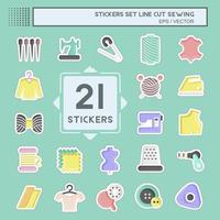 Sticker line cut Set Sewing. suitable for education symbol. simple design editable. design template vector. simple illustration vector