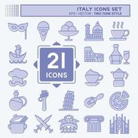 Icon Set Italy. suitable for education symbol. two tone style. simple design editable. design template vector. simple illustration vector