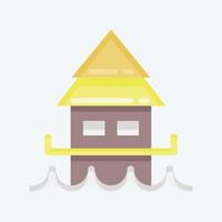 Icon Bungalow. suitable for education symbol. flat style. simple design editable. design template vector. simple illustration vector