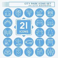 Icon Set City Park. suitable for Building symbol. blue eyes style. simple design editable. design template vector. simple illustration vector