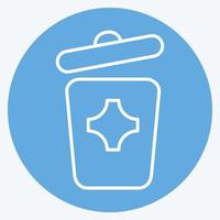 bote de basura de icono. adecuado para el símbolo del parque de la ciudad. estilo de ojos azules. diseño simple editable. vector de plantilla de diseño. ilustración sencilla