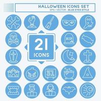 Icon Set Halloween. suitable for Halloween symbol. blue eyes style. simple design editable. design template vector. simple illustration vector
