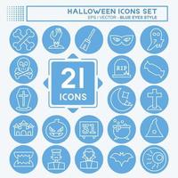 conjunto de iconos de halloween. adecuado para el símbolo de halloween. estilo de ojos azules. diseño simple editable. vector de plantilla de diseño. ilustración sencilla