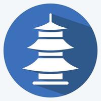 Icon Pagoda. suitable for education symbol. long shadow style. simple design editable. design template vector. simple illustration vector