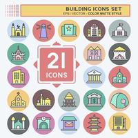 Icon Set Building. suitable for education symbol. color mate style. simple design editable. design template vector. simple illustration vector