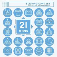 Icon Set Building. suitable for education symbol. blue eyes style. simple design editable. design template vector. simple illustration vector