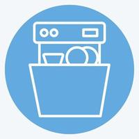 lavaplatos icono. adecuado para el símbolo de electrodomésticos de cocina. estilo de ojos azules. diseño simple editable. vector de plantilla de diseño. ilustración sencilla