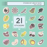 Sticker line cut Set Nuts. suitable for Nuts symbol. simple design editable. design template vector. simple illustration vector