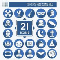 conjunto de iconos de halloween. adecuado para el símbolo de halloween. estilo de sombra larga. diseño simple editable. vector de plantilla de diseño. ilustración sencilla