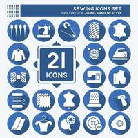 Icon Set Sewing. suitable for education symbol. long shadow style. simple design editable. design template vector. simple illustration vector