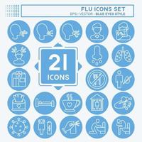 Icon Set Flu. suitable for education symbol. blue eyes style. simple design editable. design template vector. simple illustration vector