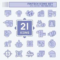 Icon Set Fintech. suitable for education symbol. two tone style. simple design editable. design template vector. simple illustration vector